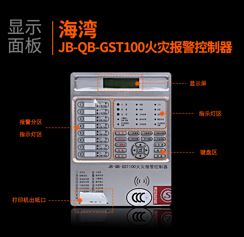 西藏海灣JB-QB-GST100西藏火災報警控制器顯示面板